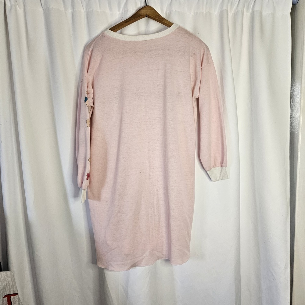 Vintage 1987 Ziggy Cartoon Size Large Pink Long Sleeve Fleece Nightgown - Picture 7 of 12